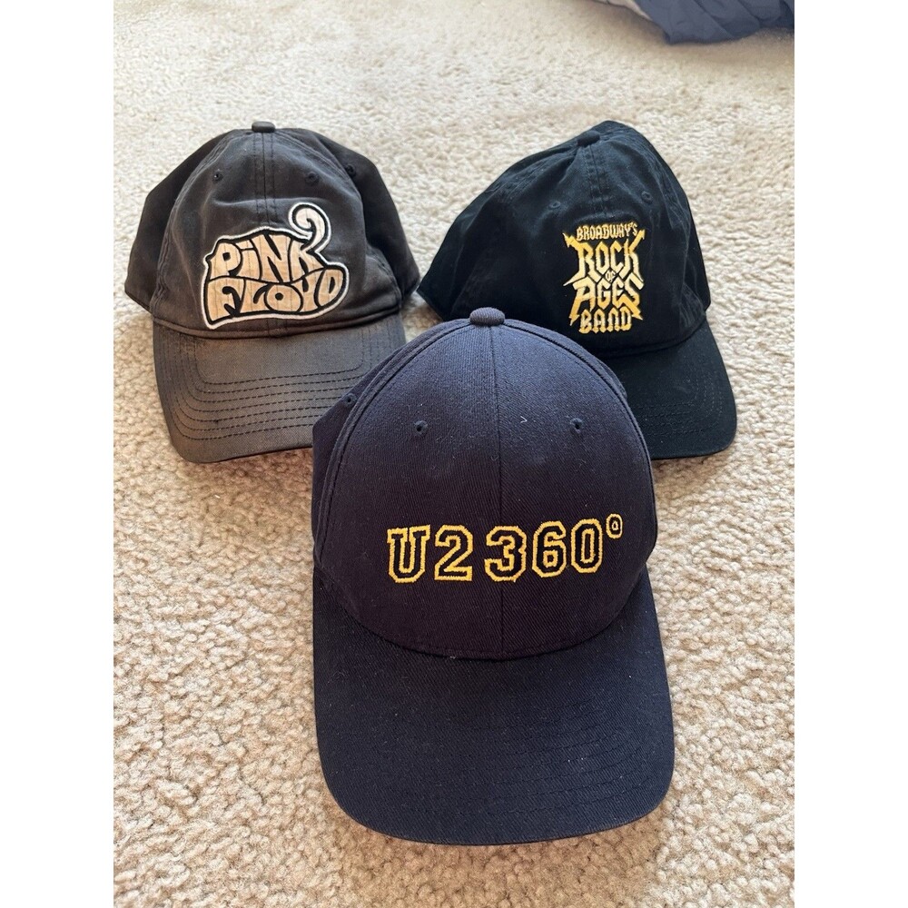 Rock Roll Band Baseball Hat Cap Lot Of 3 Def Leppard U2 360 Pink Floyd Vtg Tour